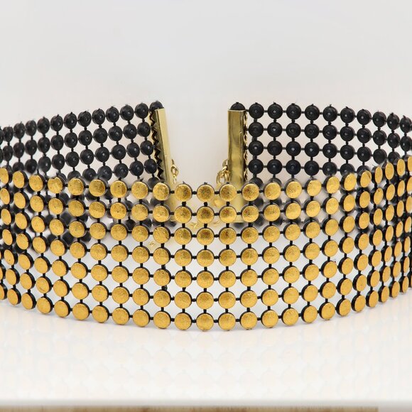 Fancy Gold Tone Choker Adjustable Length Gold Dots Costume Chokers (#87) - Picture 8 of 9